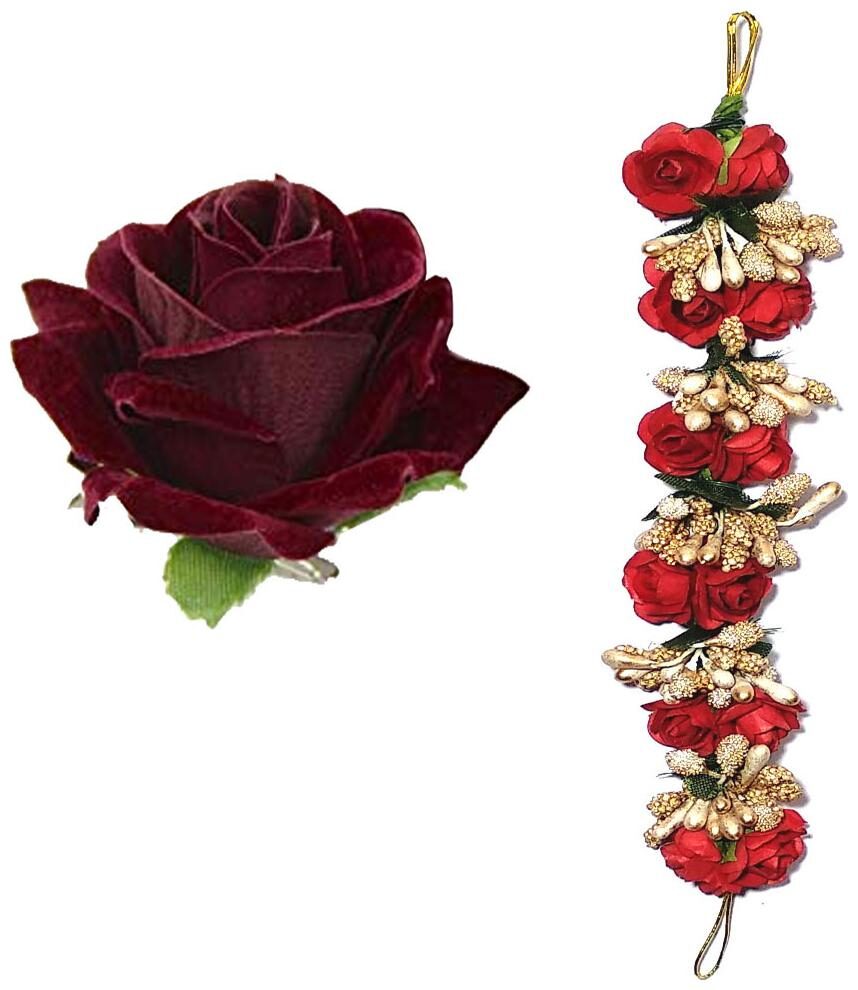 

GadinFashion Accessories Set Combo of Hair Flower Bun Gajra Hair Rose Clip Extension For Women Girls (Multicolor)