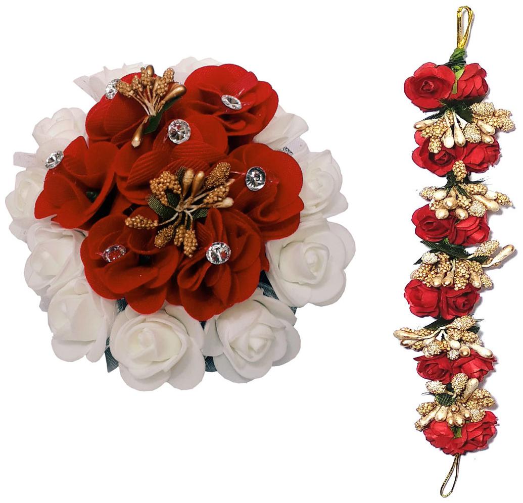 

GadinFashion Accessories Set Of 2 Combo Hair Rose Clip Hair Bun Decoration Gajra Extension For Women Girls (Multicolor)