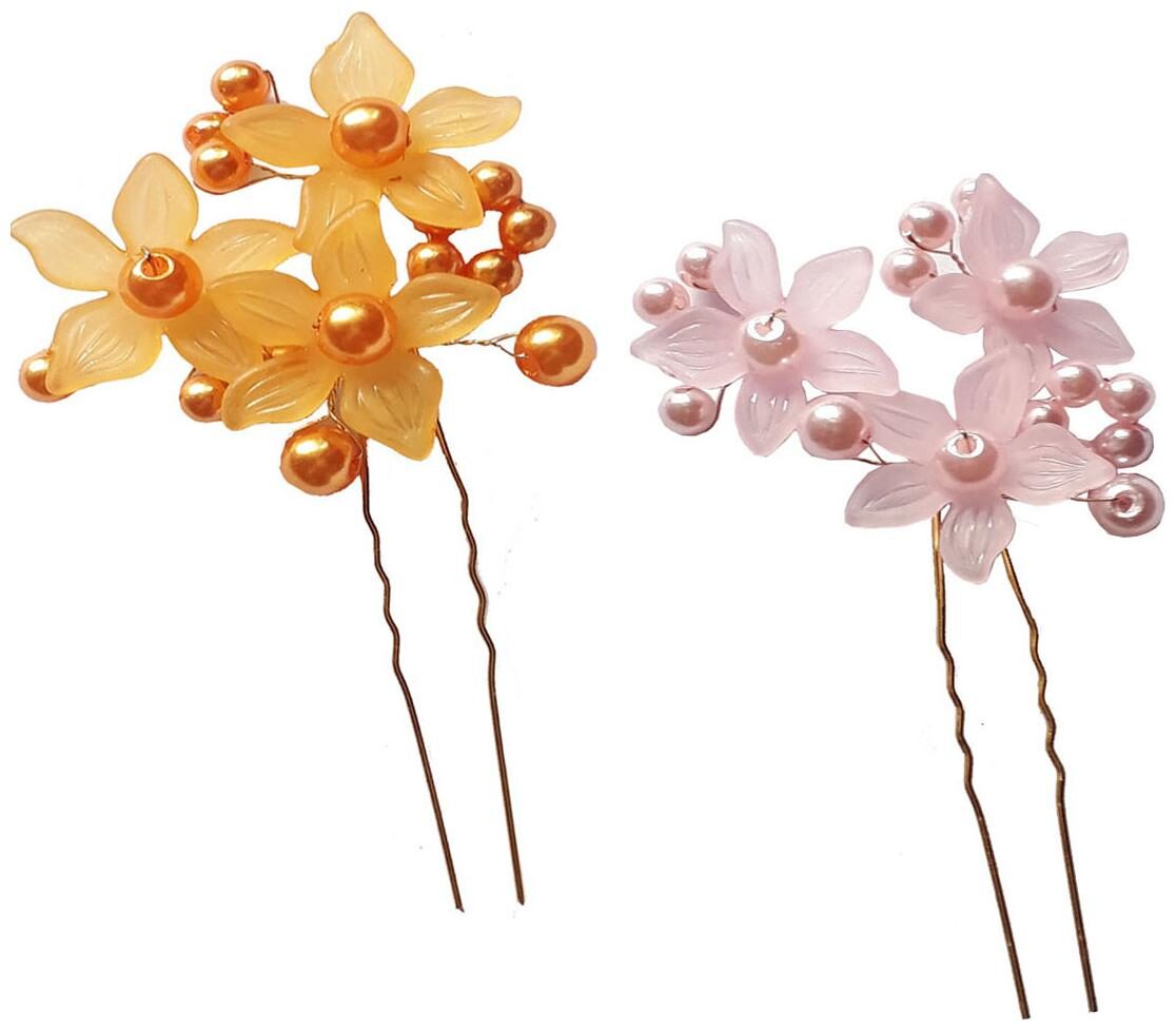 

GADINFASHION Women Hair pin ( Yellow Pink Set of 2 )