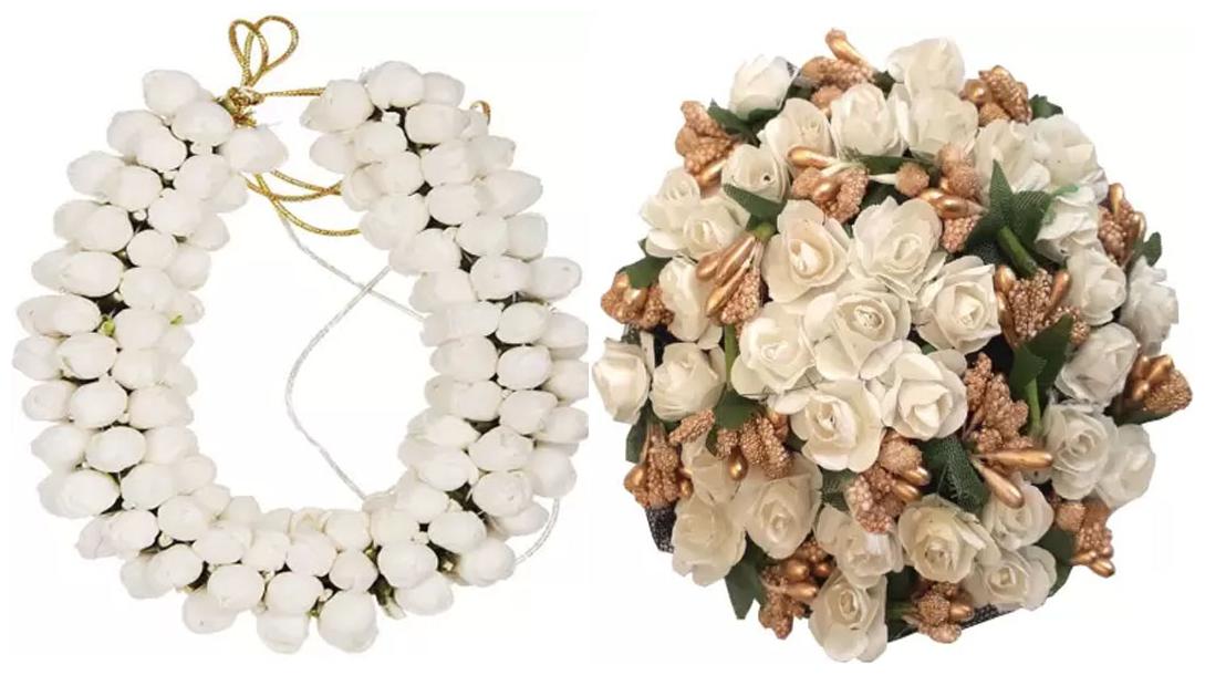 

Gadinfashion Hair Bun Combo Mogra Artificial Gajra Full Juda Bun For Women In White Pack-02