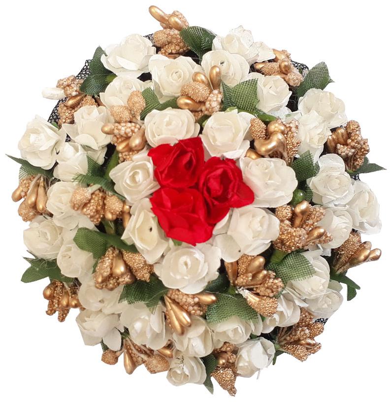 

Gadinfashion Stylish Full Juda Bun Hair Flower Gajra For Wedding And Parties Use For Women In Red White Color Pack Of 1