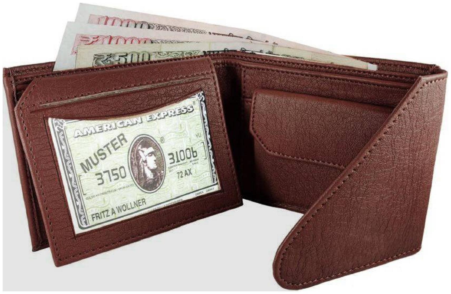

Genuine Leather (pu) Purse For Men Brown in colour Bi-Fold Hand Made Long Lasting Quality (M-0022)