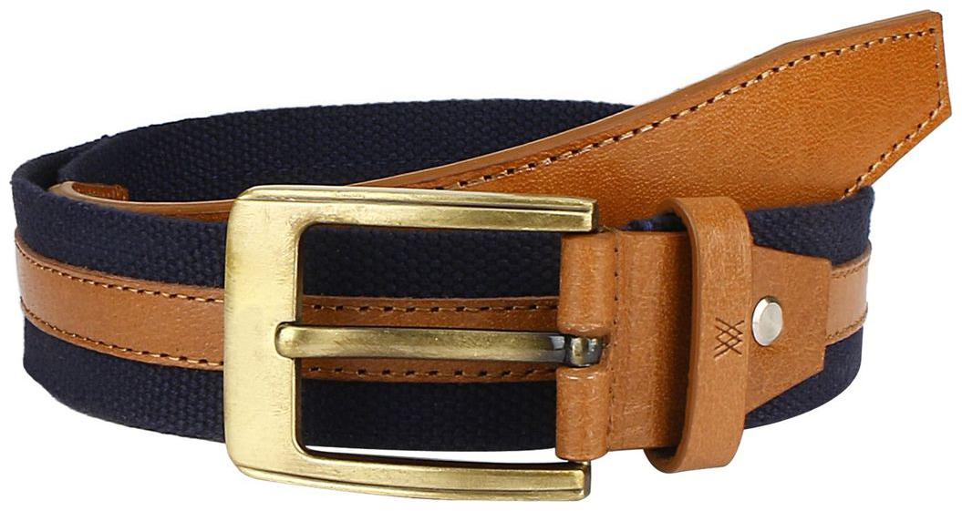 

Genuine Leather and Cotton Canvas Blue Tan Men s Belt