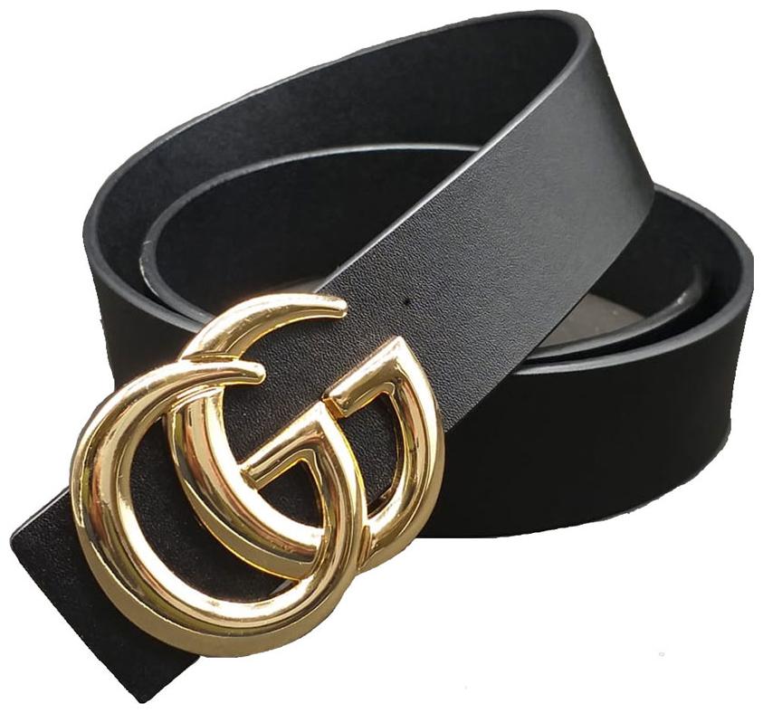 

GG Buckle Belt By Deep Party Wear Golden Buckle Belt Fashionable Genuine Leather Black Belt
