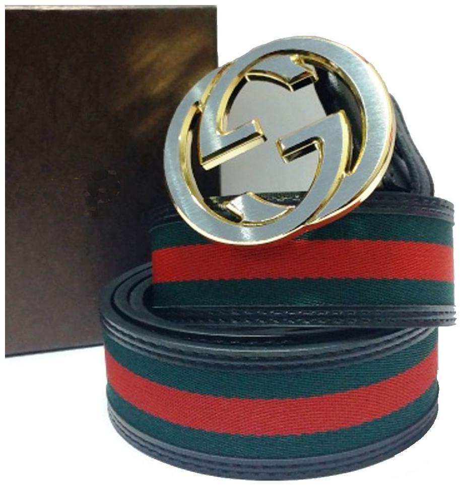 

GG Buckle Golden Buckle Red Green color Belt Party Wear Casual Wear Faux Leather Belt by Deep