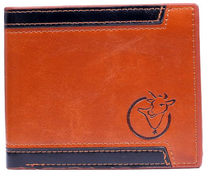 

Gowma Leather Substitute Double Color Wallet for Boys Mens (Earth Yellow)