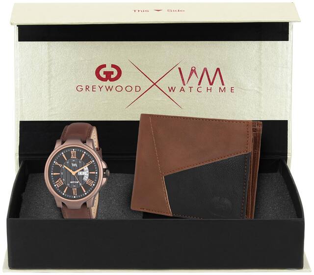 GREYWOOD Men Watch & Wallet Accessories Gift Set