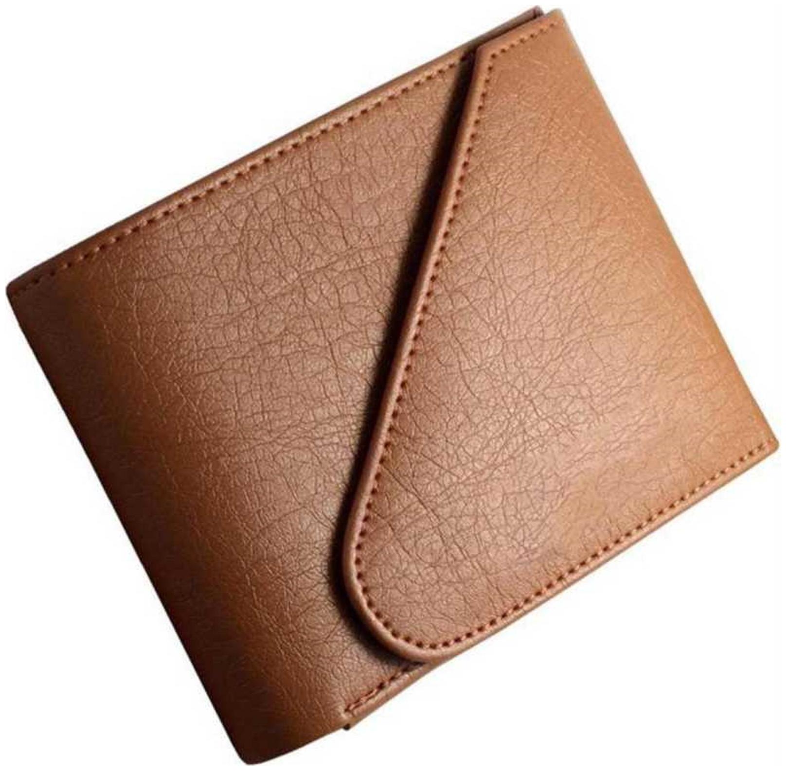 

hand made stylish pure leather (pu) wallet ( Tan kaan-1)
