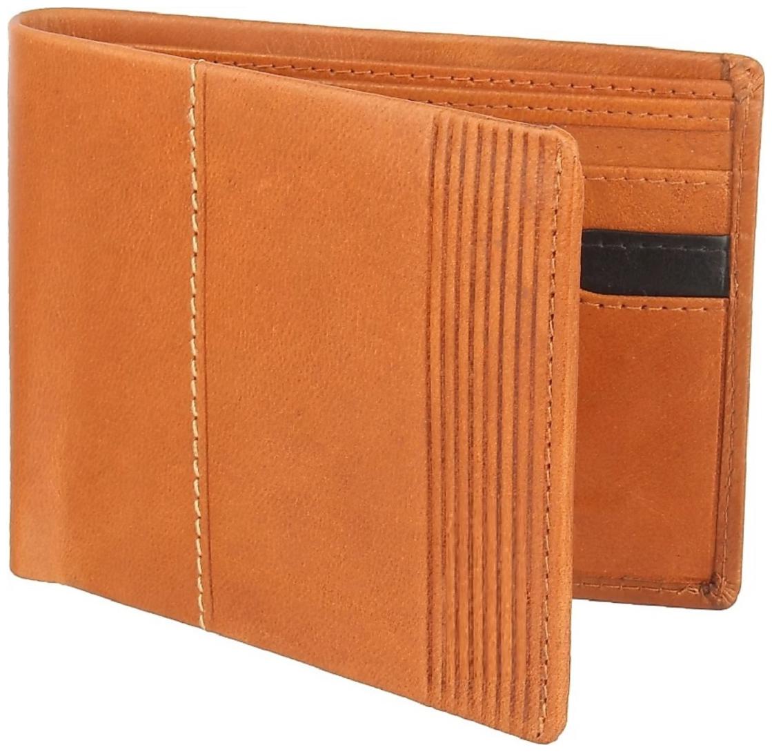 

HEENA FASHION Mens slim Genuine Leather Wallet Brown (7 Card Slots)