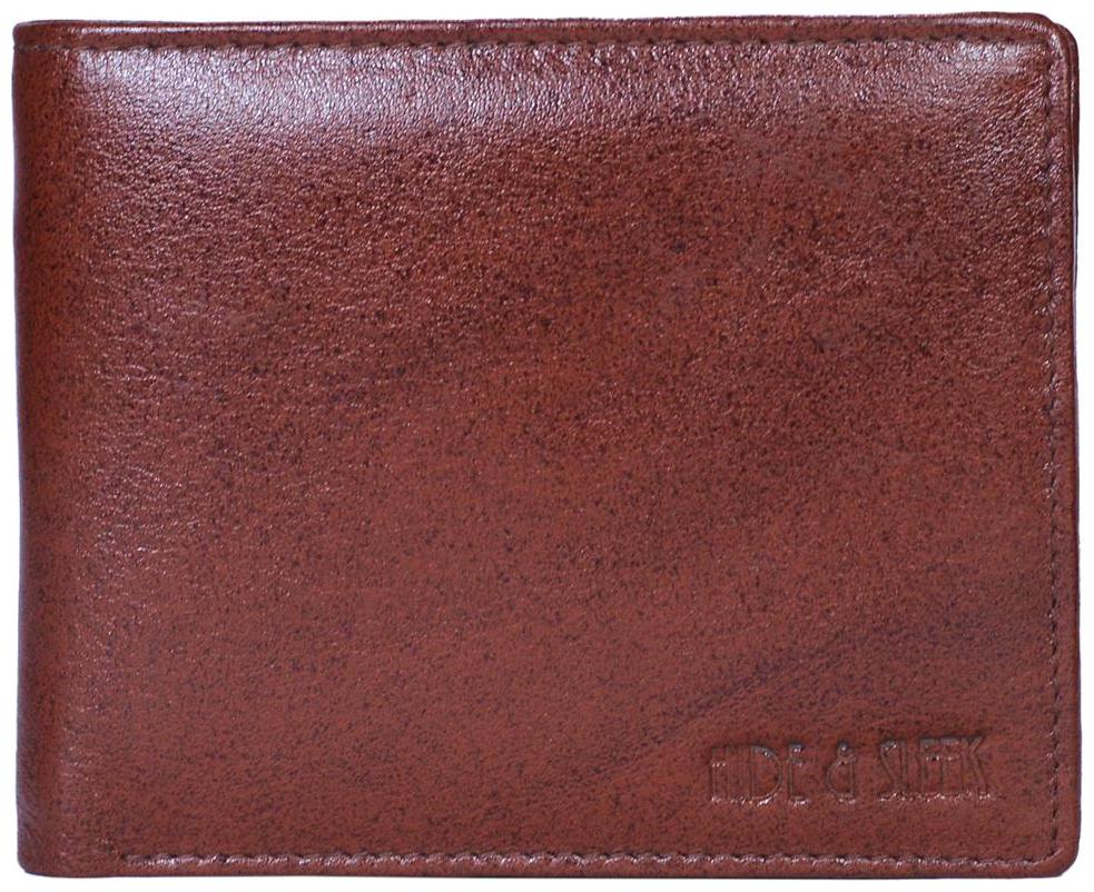 

Hide Sleek Men s Brown Leather Wallet Credit Card Holder Bi-fold Design