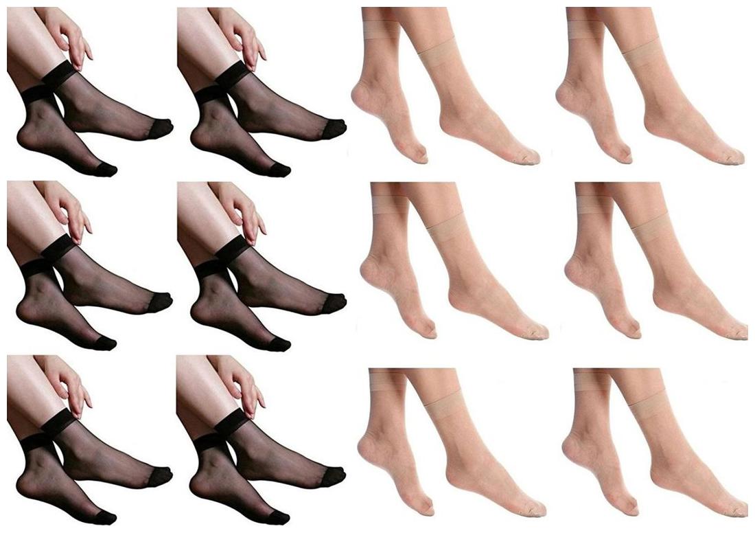 

I Shop Girls Women s Black Beige Color pair of Thumb Socks Pack of 12