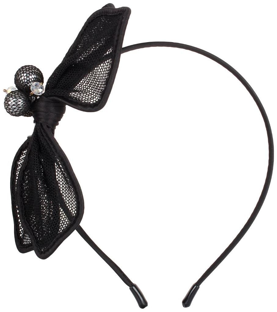 

Ilu Black Head Band Feather Bow Knot Pearl Crystal Hair Band Fitness Fashion Plastic Accessory Beauty Stylish Hair Accessories Hair Band Hair Clip