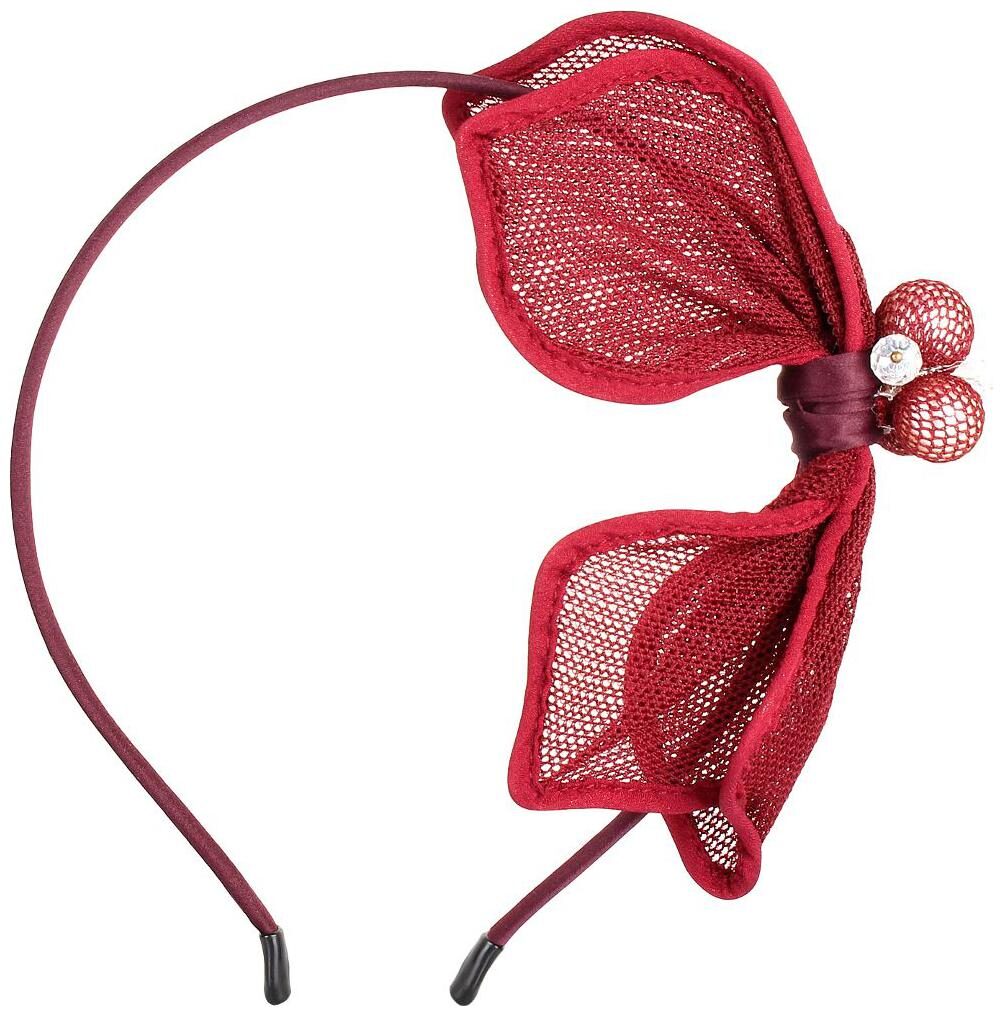 

Ilu Burgundy Hair Band Feather Bow Knot Head Band Wedding Party Fitness Pearl Plastic Beauty Maroon Stylish Hair Accessories Women Stylish Hair Clip