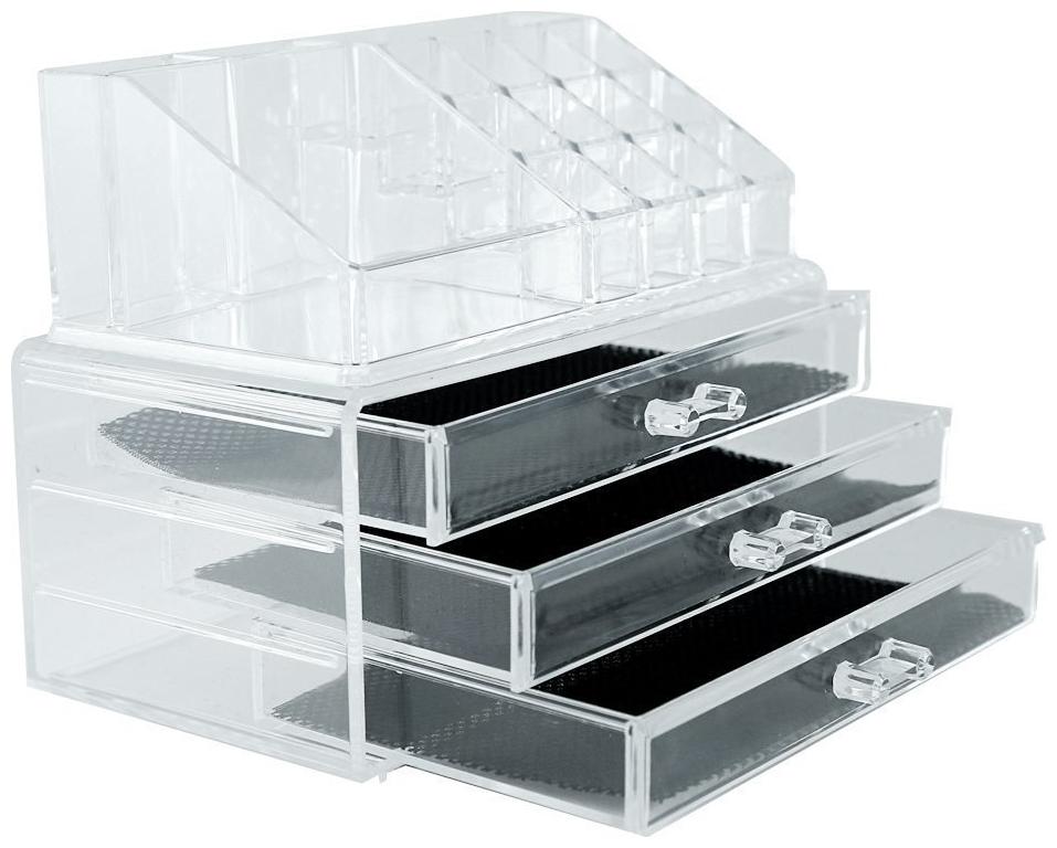 

INDOZY Acrylic Cosmetic Makeup Jewelry Lipstick Storage Organizer Holder Box
