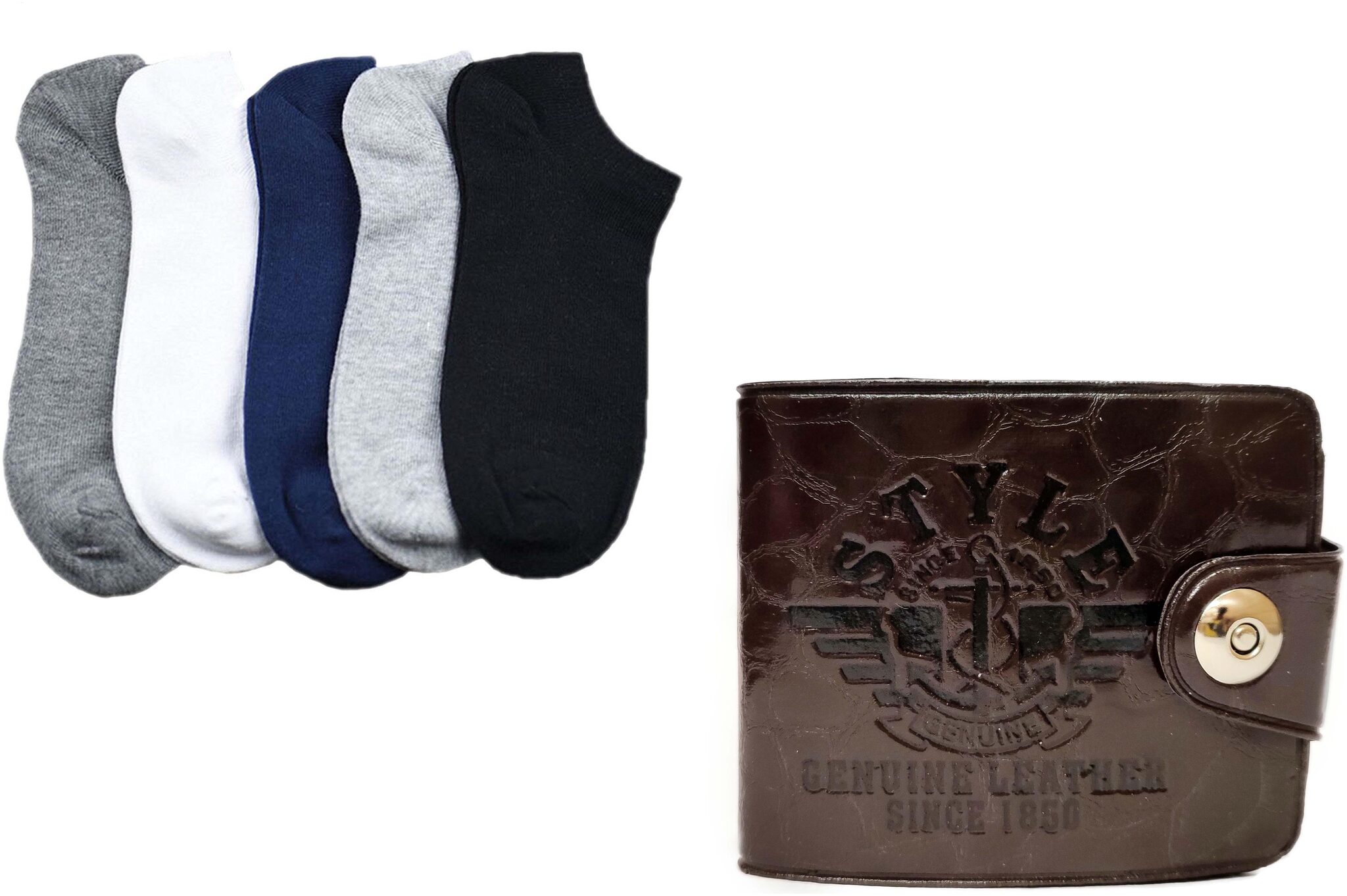 

JARS Collections 5 Pair of Ankle Socks with 1 Wallet Free