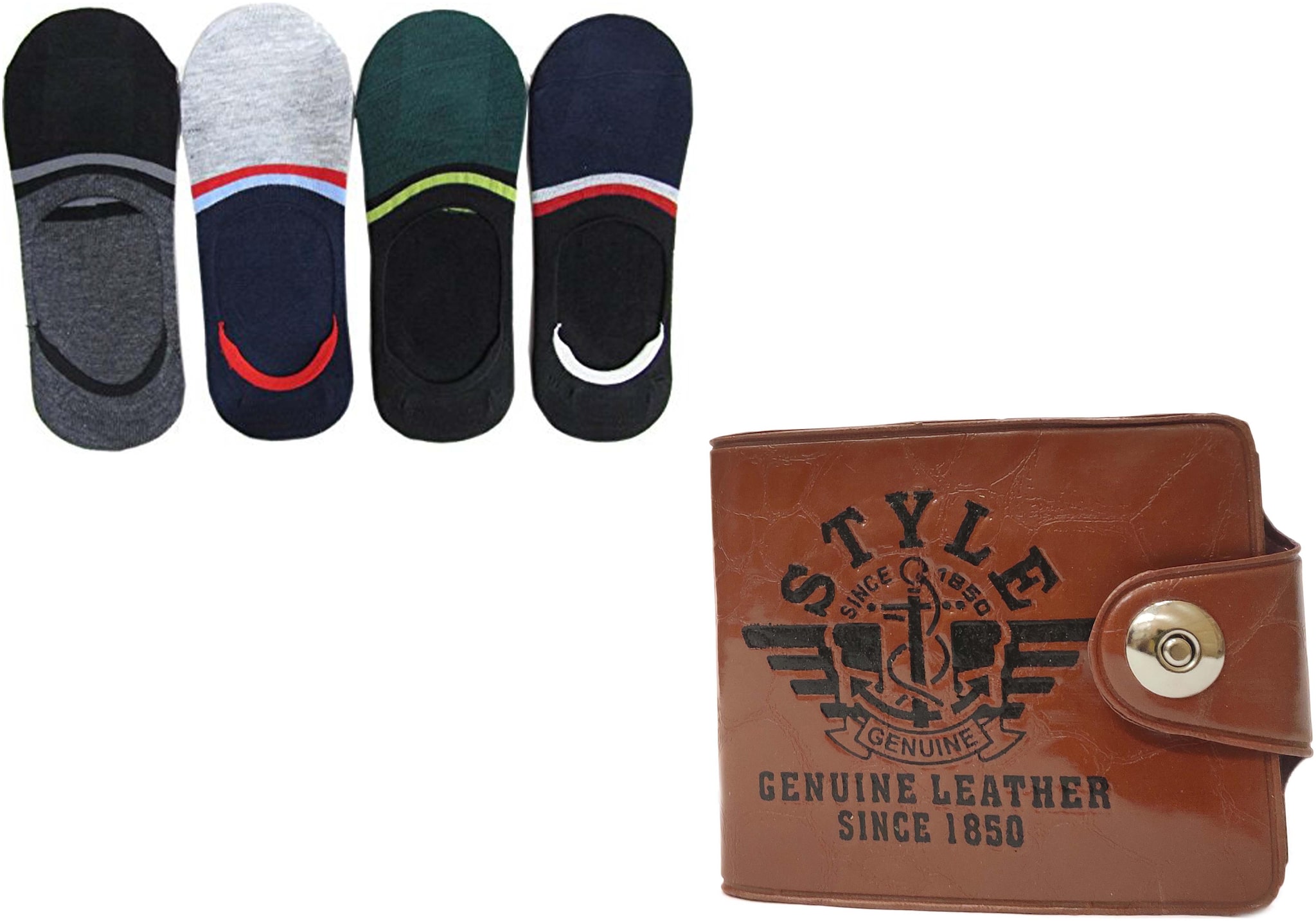 

JARS Collections 4 pair of Loafer Socks with 1 Wallet free