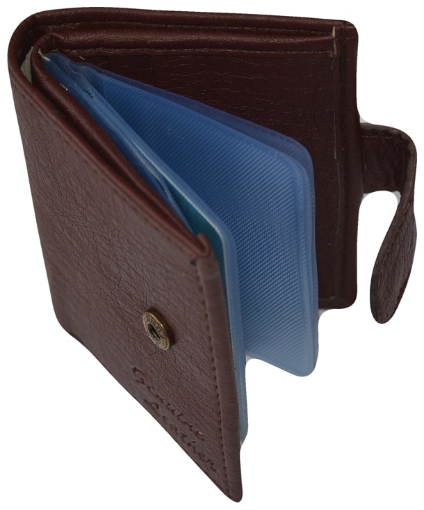 

Jeezbier High Quality Mat Finish leather Stylish Credit debit ATM ID Visiting Card Wallet (Dark Brown 16 Cards with One Money Pocket)
