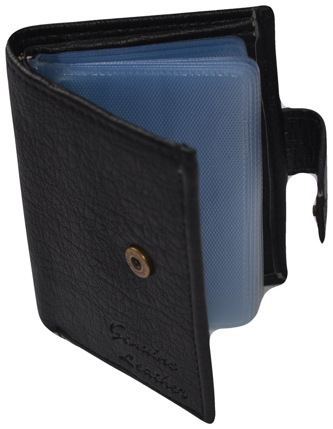 

Jeezbier High Quality Mat Finish leather Stylish Credit debit ATM ID Visiting Card Wallet (Black 16 Cards with One Money Pocket)