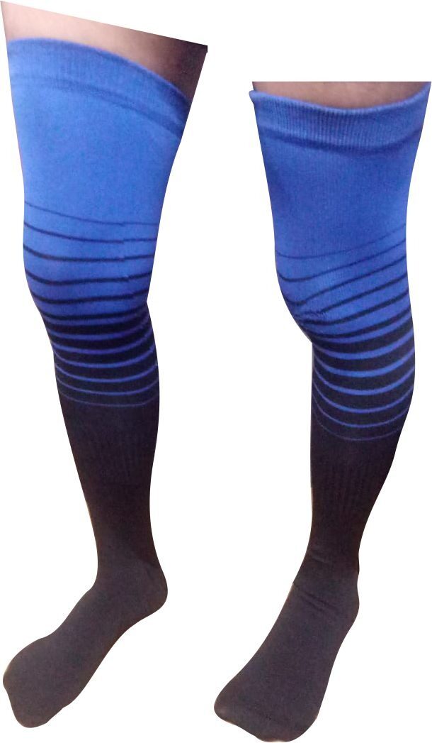 

JUST RIDER Blue Black Cotton Thigh high socks ( Pack of 1 )