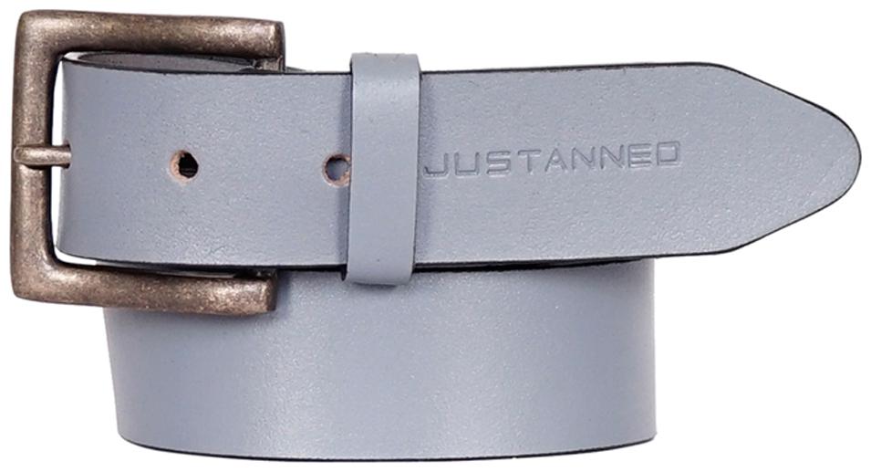 

JUSTANNED MEN 100 GENUINE LEATHER LIGHT GREY BELT WITH SILVERTONE BUCKLE