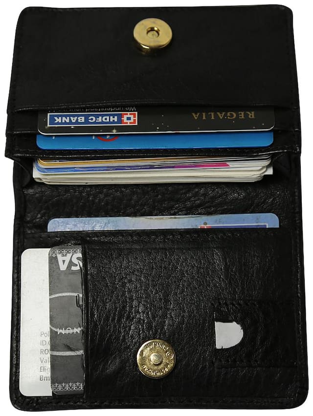 KAN Men Black Leather Bi-Fold Wallet