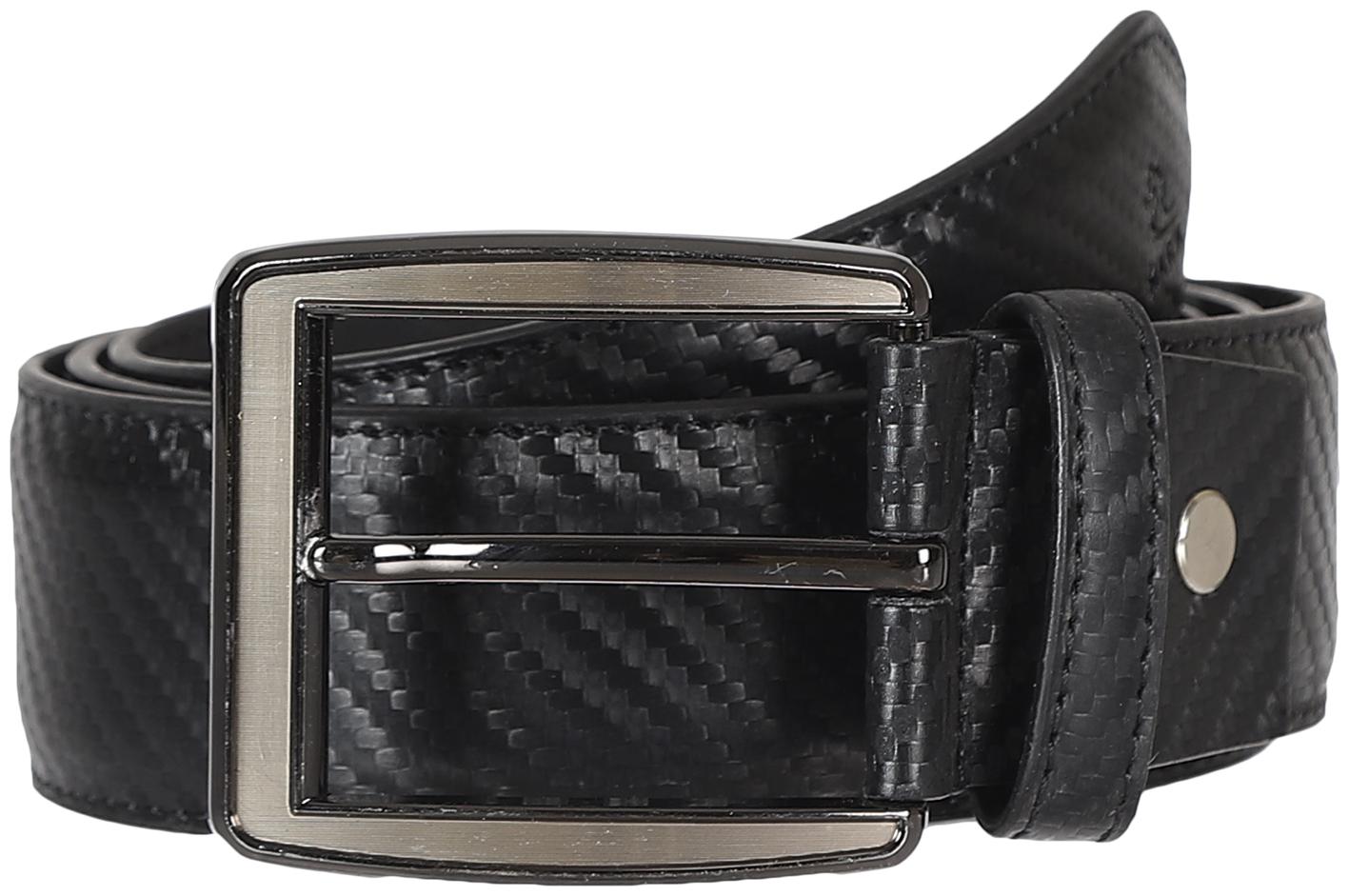 

Kara Men Black Faux Leather With Brush Gun Metal Buckle Belt
