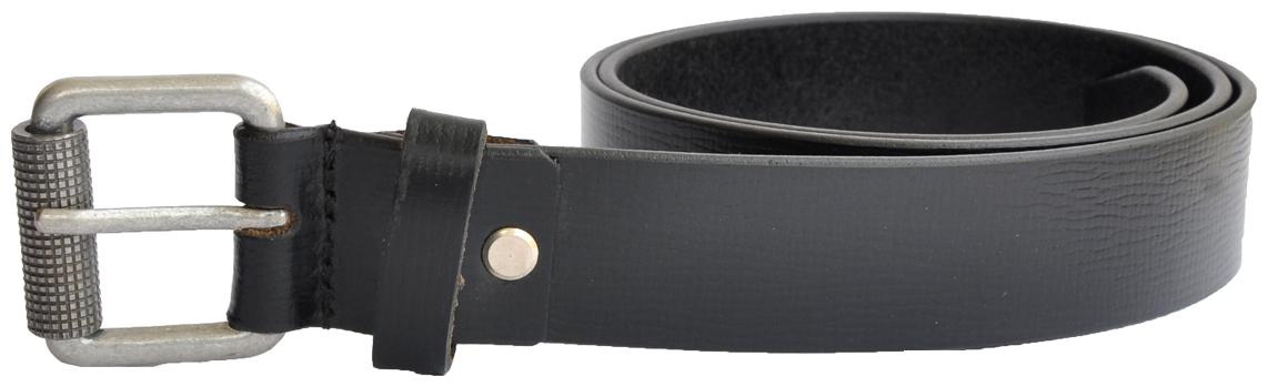 

Kara Men Black Casual Leather Belt with Metallic Roller Buckle