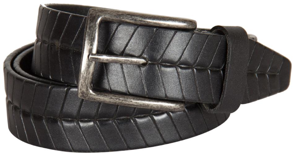 

Kara Men Black croc texture Leather with Antique Nickel Buckle Belt