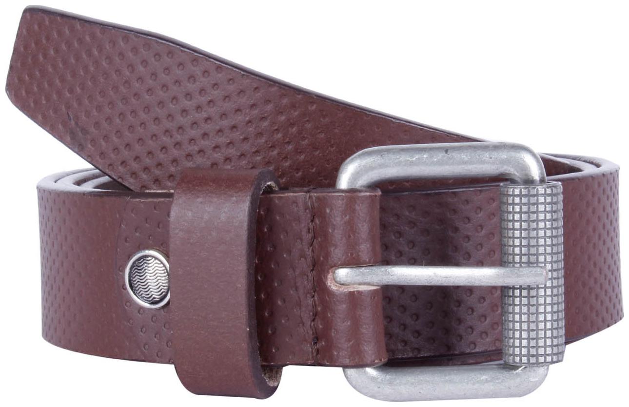 

Kara Men Brown Leather with Antique Silver Roller Buckle Belt