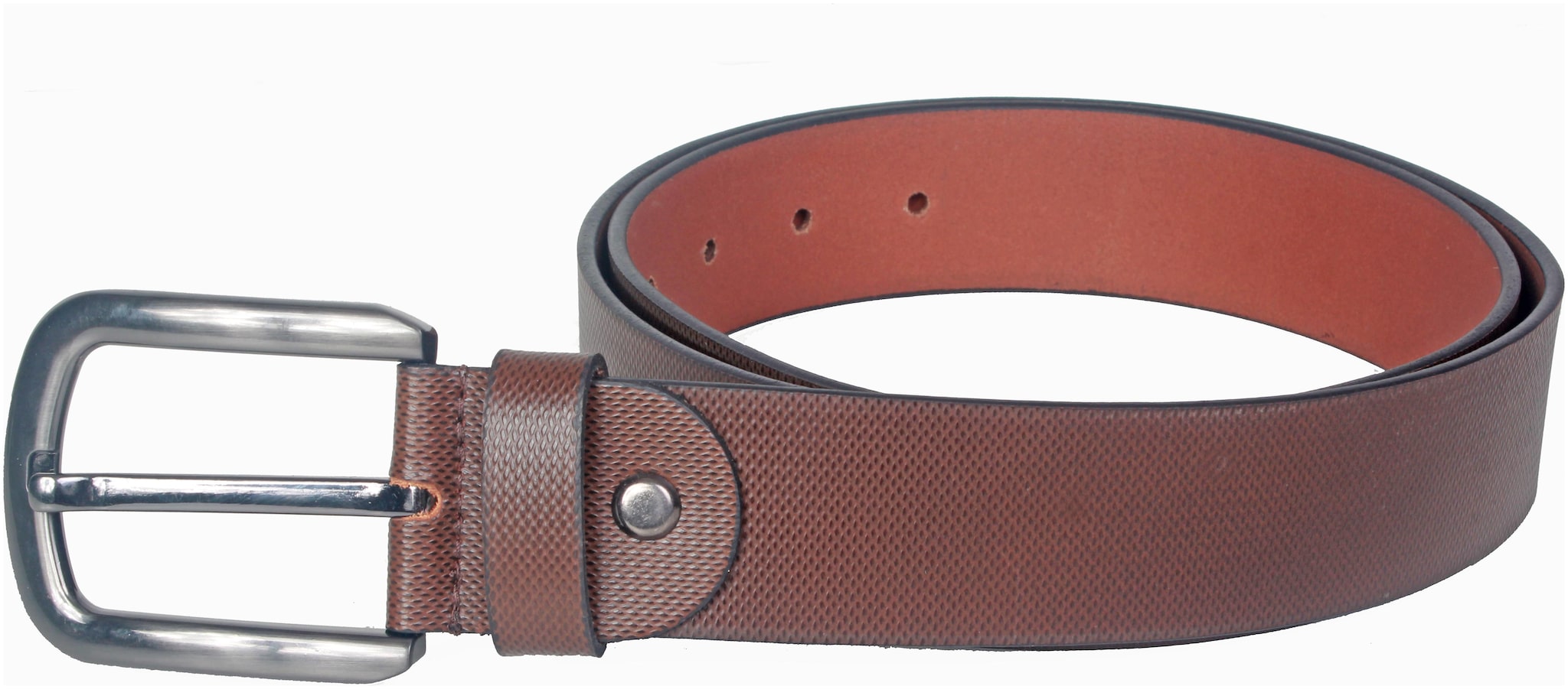 

Kara Men Brown Leather Belt with Brush Gun Metal Buckle