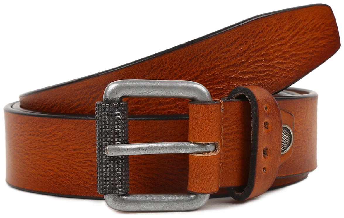 

Kara Men Dark Tan Leather with Antique Silver Roller Buckle Belt