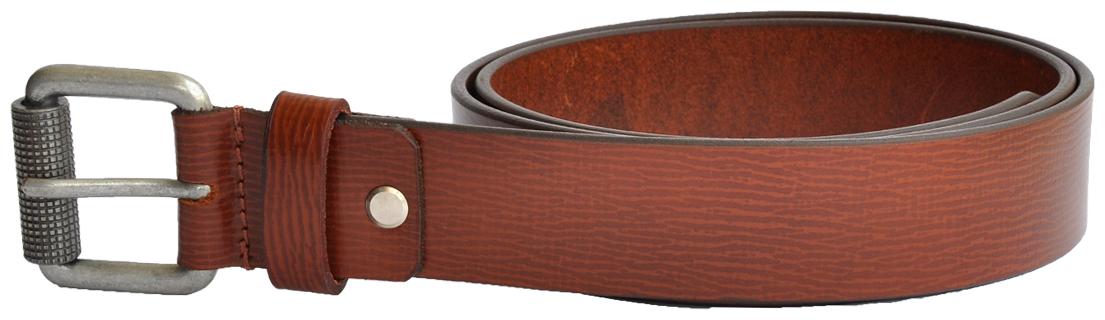

Kara Men Tan Casual Leather Belt with Metallic Roller Buckle