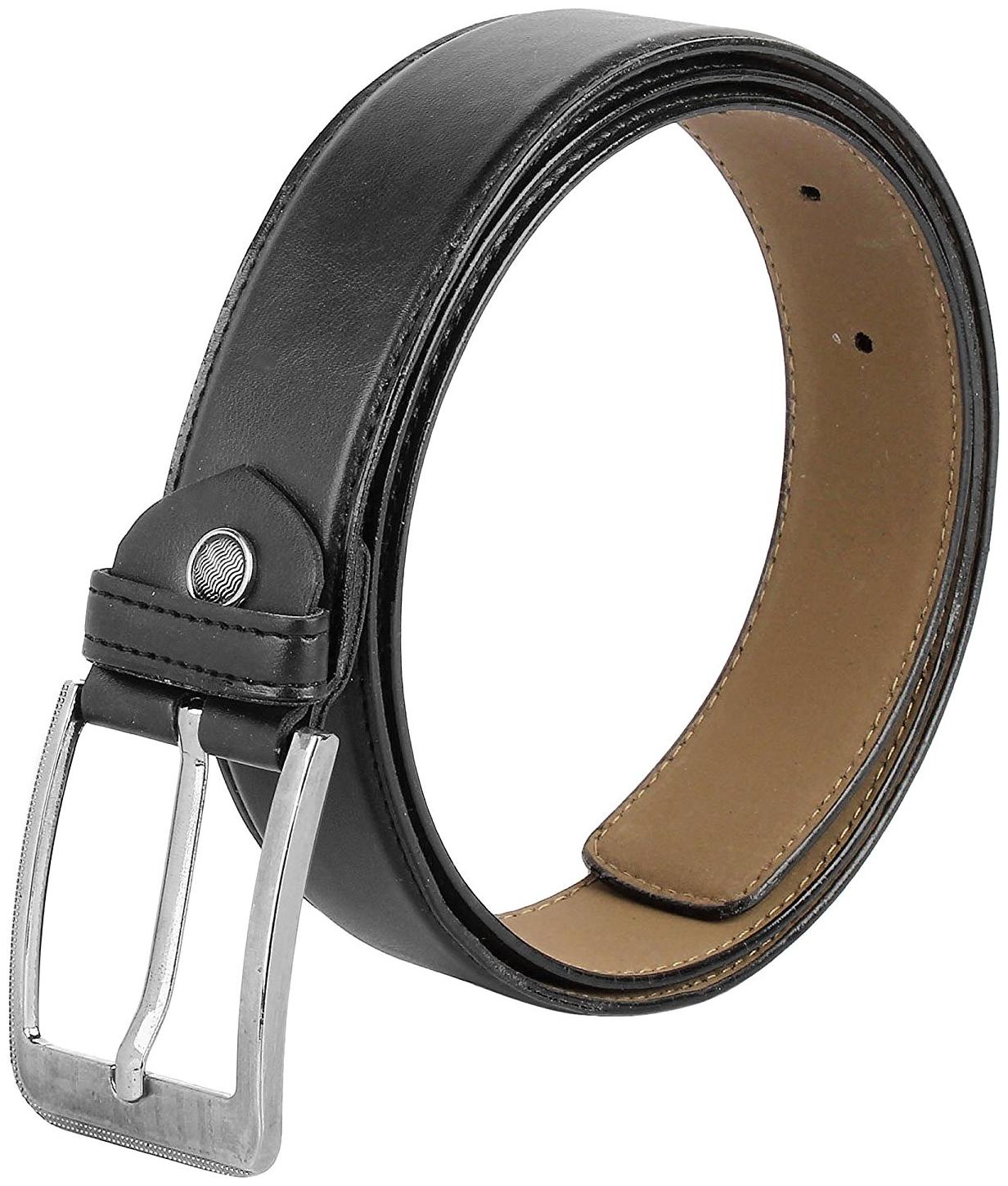 

KEZRO Men s Belt Top Quality PU PIN Hole Buckle Belt-Black