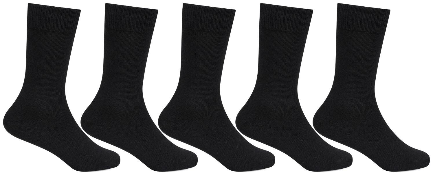 

Bonjour Black Cotton Crew length socks ( Pack of 5 )