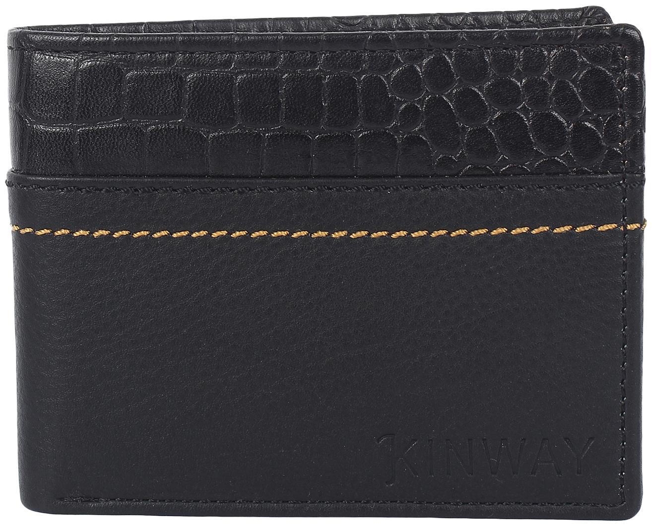 

Kinway Men Black Genuine RFID Blocking Leather Wallet