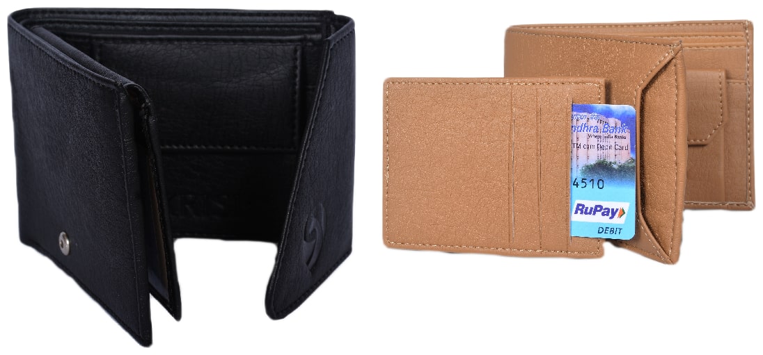

KKRISH Men Black Beige Pu Bi-Fold Wallet ( Pack of 2 )