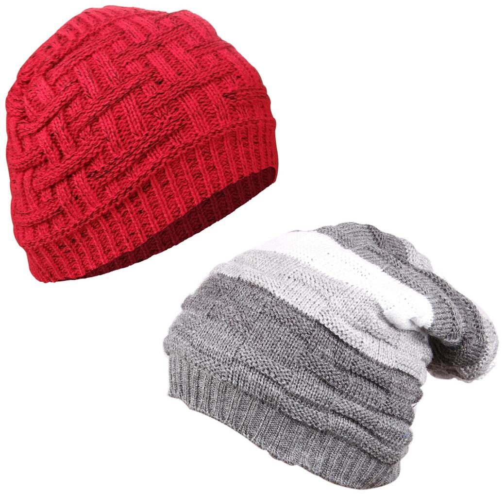 

Knotyy Woolen Beanie Cap Combo