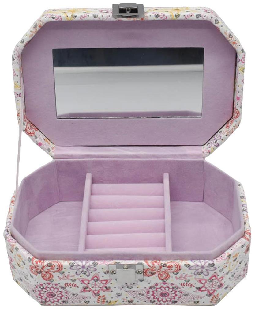 

Kookee Jewellry Organizer Box with Mirror 3 Section - Red Butterfly Print
