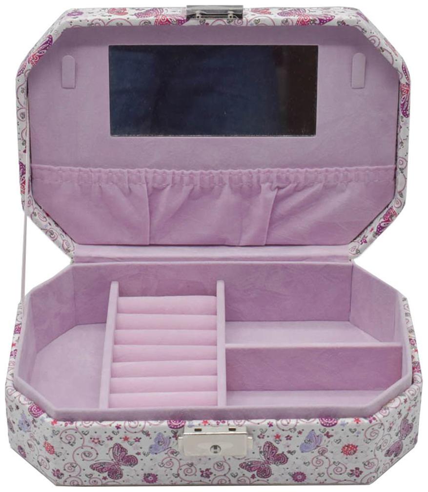 

Kookee Jewellry Organizer Box with Mirror 4 Section - Purple Multi Butterfly Print