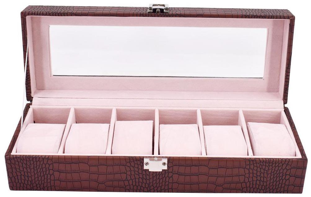 

Kookee Wrist Watch Organizer Storage Box For 6 Slot PU Leather Finish With Glass Window