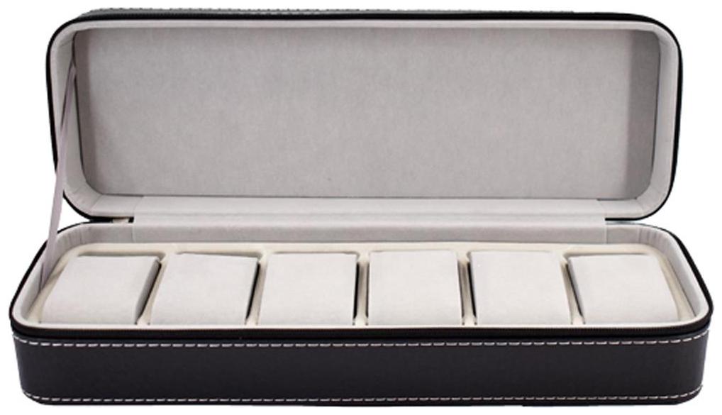 

Kookee Wrist Watch Organizer Storage Box For 6 Slot Leather Finish With Zipper Bag