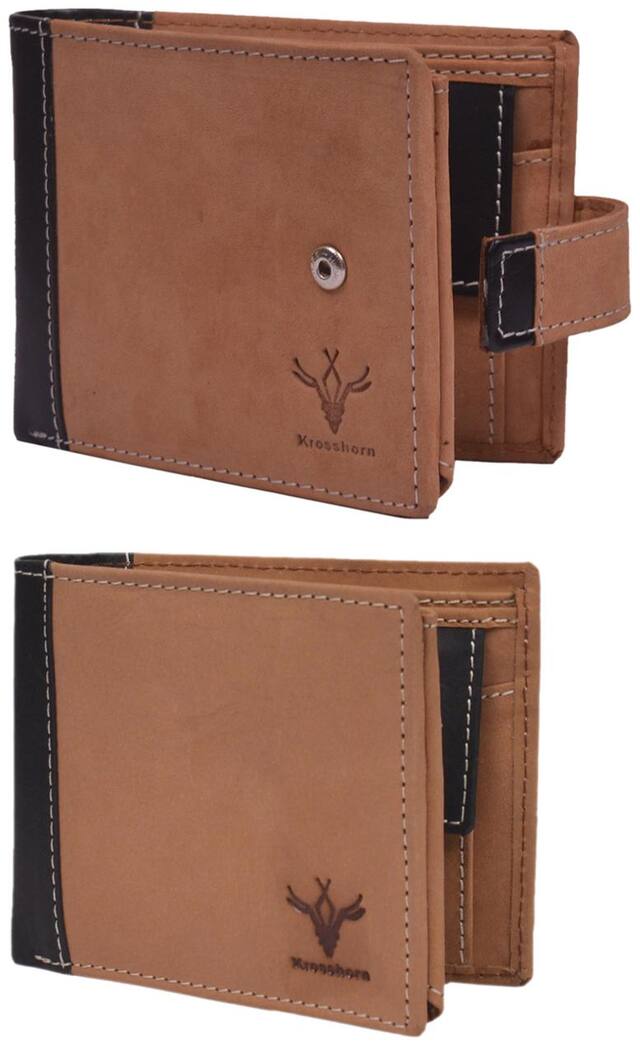 Men Brown Leather Bi-Fold Wallet