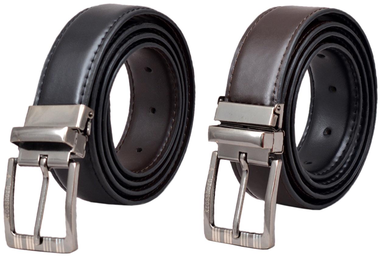 

Krosshorn Men Brown Black Reversible Synthetic leather Belt (Size 30 Pack of 1 )