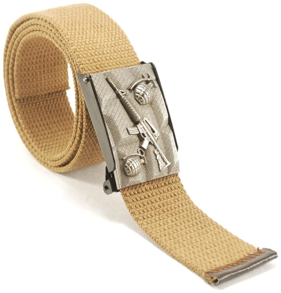 

L B Collections Derrydax Cotton Fabric Khaki Color Autolock Belt - belt057