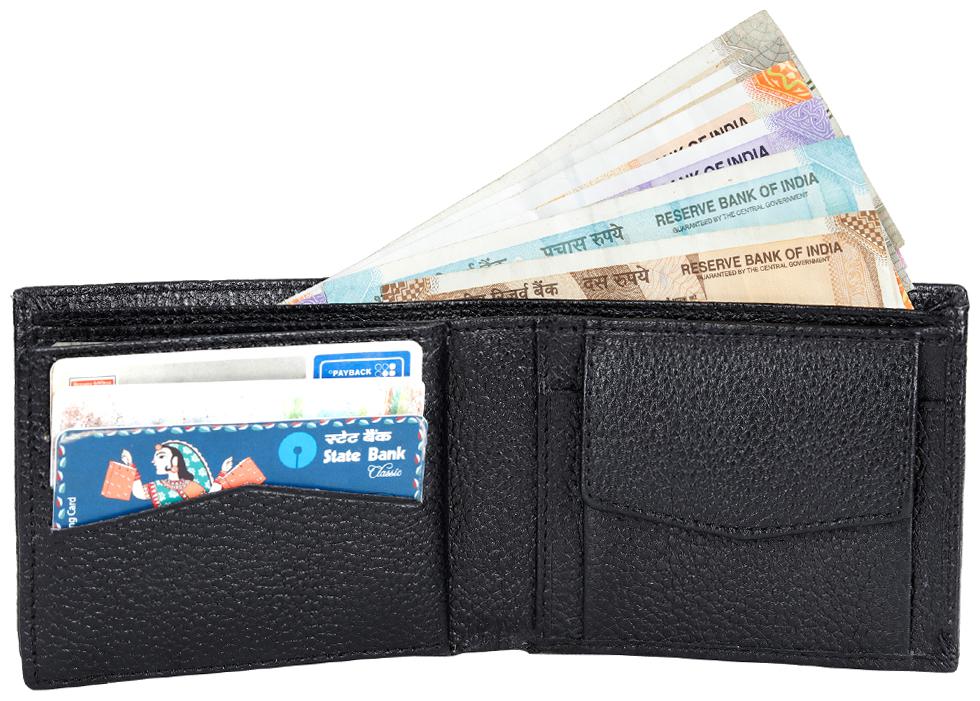 

Leather World Black Buff Genuine Leather Men s Wallet (GW8020)