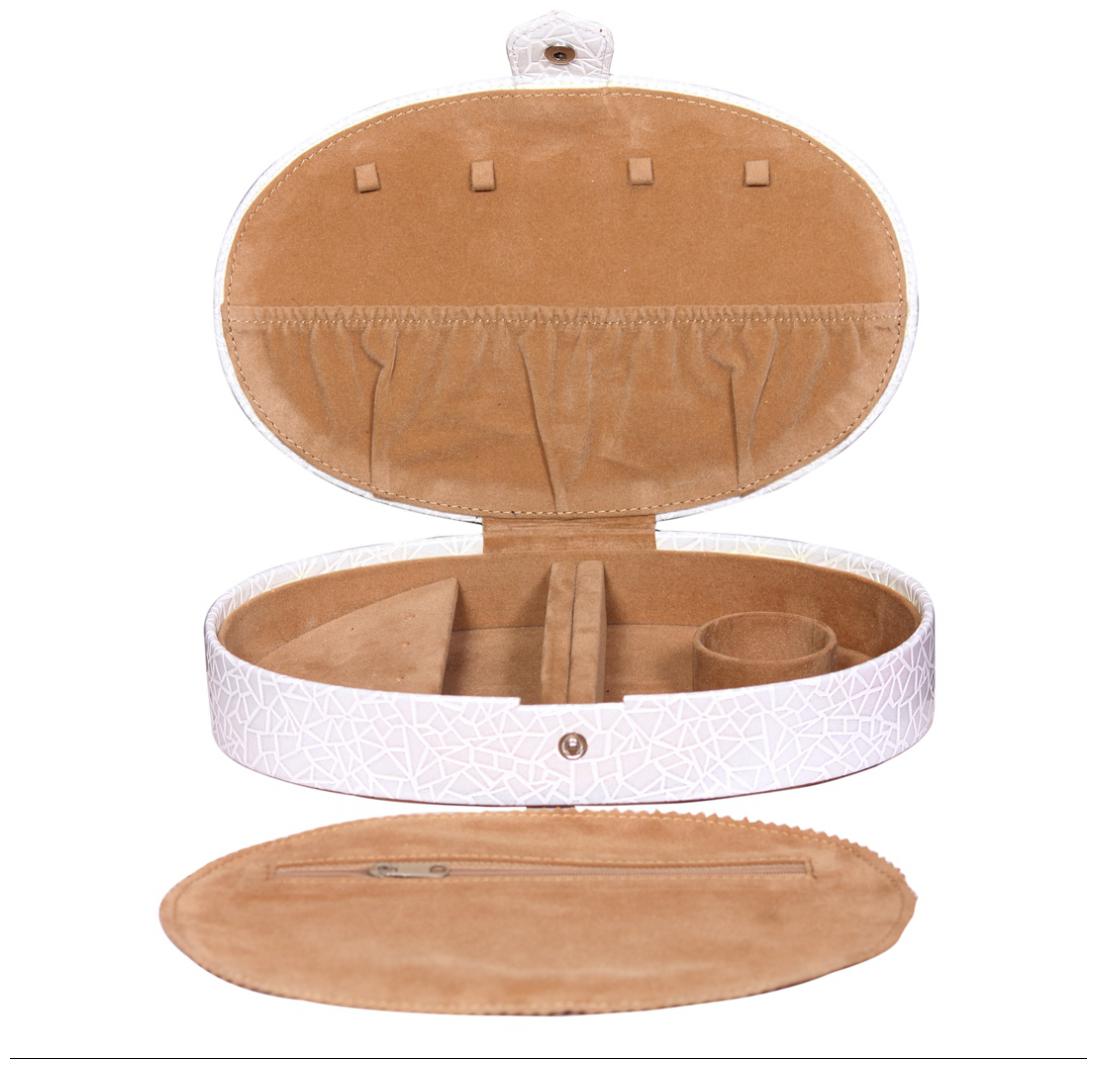 

Leather World Beautiful White PU Leather Jewellery Box Organizer