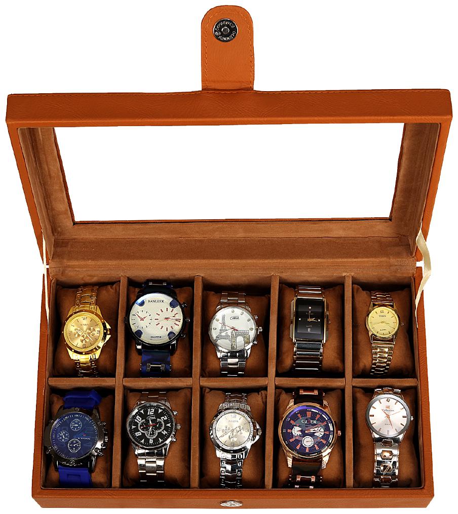 

Leather World Men Pu Watch cases - Tan Pack of 1
