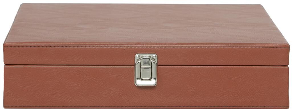 

Leather World 9 5 L Brown PU Leather Designer Watch Display Case with Lock Closure Travel Bag