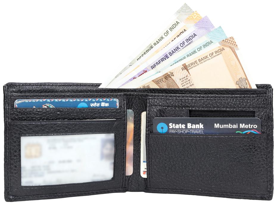 

Leather World Black Buff Genuine Leather Men s Wallet (GW8038)