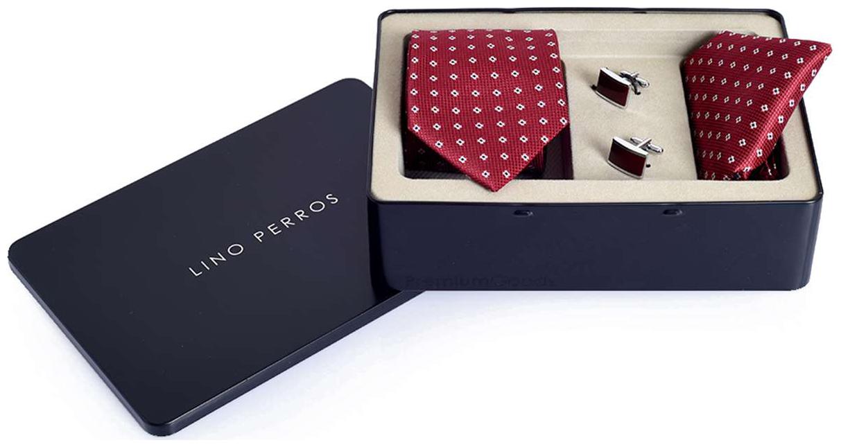 

Lino Perros Maroon Tie-Hanky-Ccufflinks Set